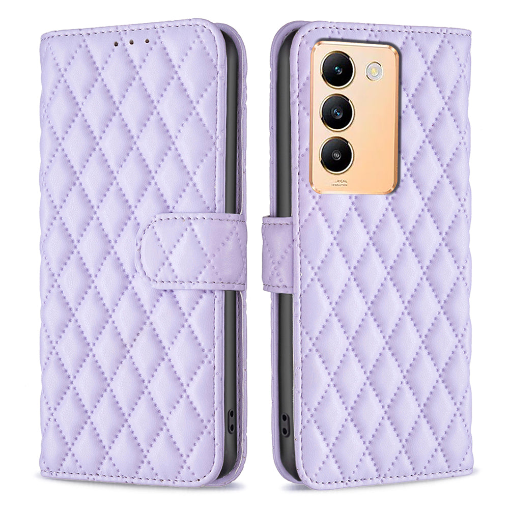 BINFEN COLOR BF Style-14 For vivo Y200e 5G Case PU Leather Imprinted Rhombus Phone Cover BINFEN COLOR BF Style-14 For vivo Y200e 5G Case PU Leather Imprinted Rhombus Phone Cover